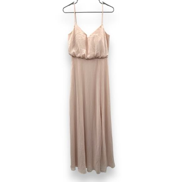 Birdy Grey Gwennie Chiffon Maxi‎ Bridesmaid Dress in Pale Blush Pink Sz S NEW - Picture 2 of 11